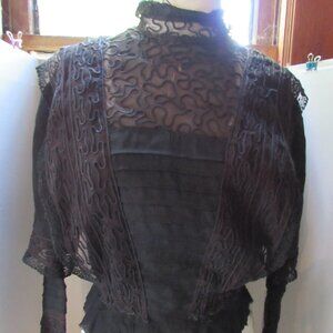 SALE Antique Victorian Top or Waist Black Net and Soutache